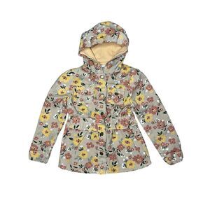 Little Lass Girls 6 Floral Button Up Jacket Hooded
